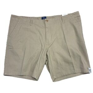 Men's Shorts Sz 46 George Zip Stretch Twill Flat Front Stone Wash 9" Inseam NWT